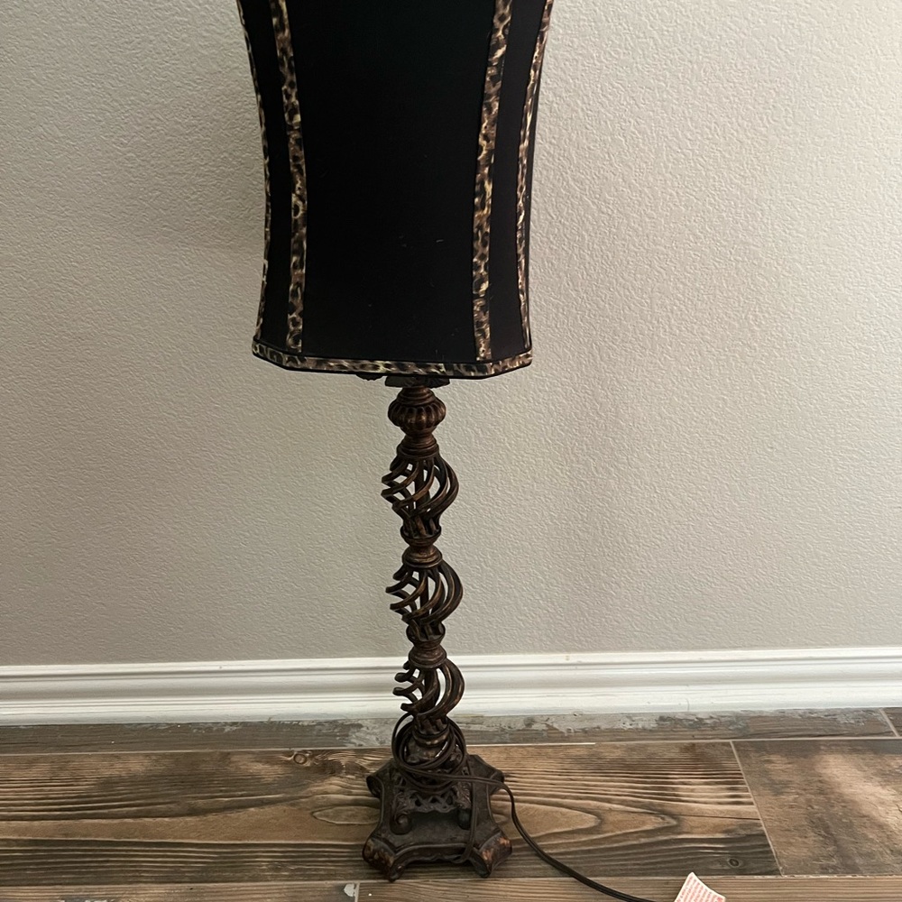 Tall Table black and bronze leopard print Lamp